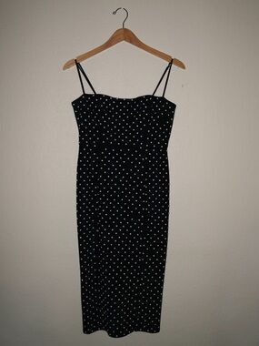 Misha Collection Polka Dot Midi Dress | Black & White Slip Dress | Size 6